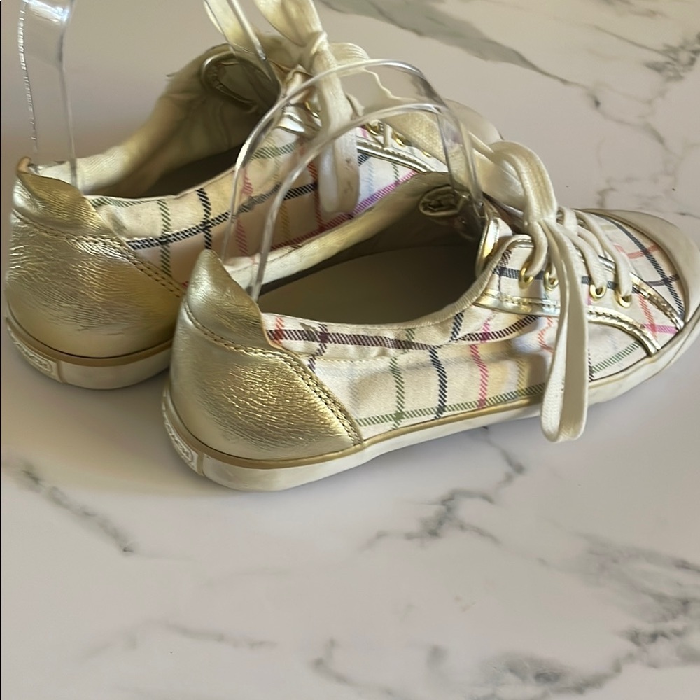 Coach Gold and Plaid Sneakers - Picture 2 of 6
